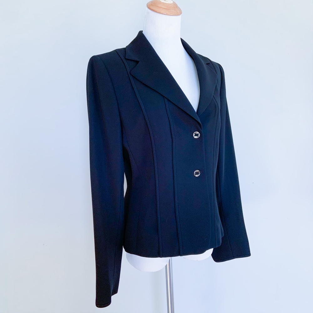 Tahari Classic Short Office Black Blazer Jacket Long Sleeve 8